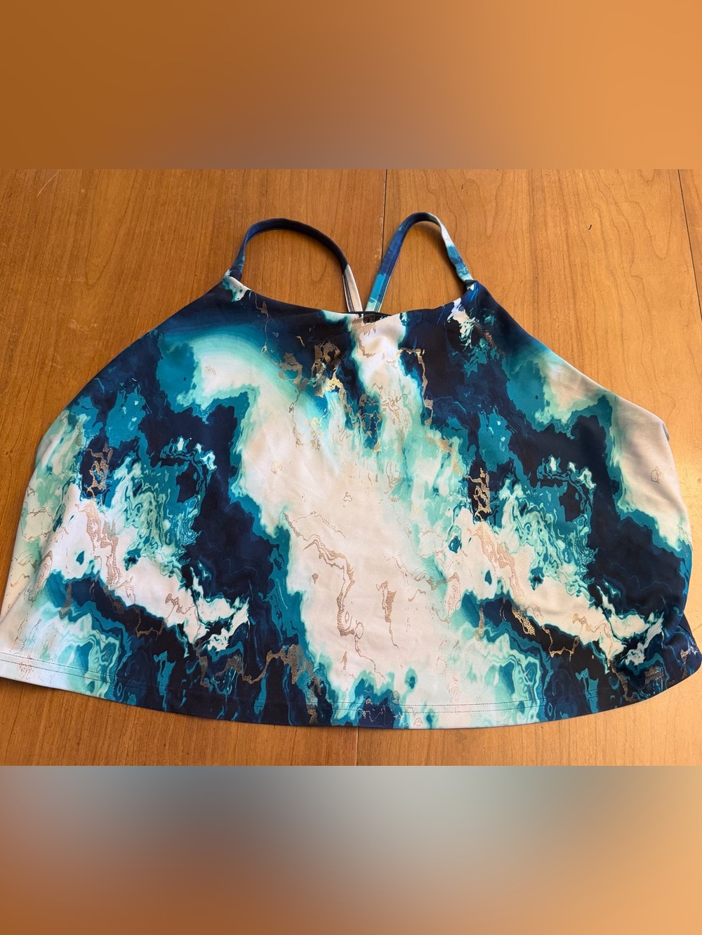 Old Navy Abstract Teal Marble Active Top - 3X